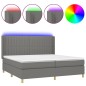 vidaXL Boxspringbett mit Matratze & LED Dunkelgrau 200x200 cm Stoff vidaXL Boxspringbett mit Matratze & LED Dunkelgrau 200x200 cm Stoff