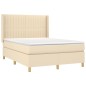 vidaXL Boxspringbett mit Matratze & LED Creme 140x190 cm Stoff vidaXL Boxspringbett mit Matratze & LED Creme 140x190 cm Stoff