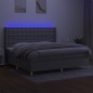 vidaXL Boxspringbett mit Matratze & LED Hellgrau 200x200 cm Stoff vidaXL Boxspringbett mit Matratze & LED Hellgrau 200x200 cm Stoff