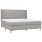 vidaXL Boxspringbett mit Matratze & LED Hellgrau 200x200 cm Stoff vidaXL Boxspringbett mit Matratze & LED Hellgrau 200x200 cm Stoff
