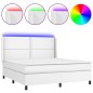 vidaXL Boxspringbett mit Matratze & LED Weiß 160x200 cm Kunstleder vidaXL Boxspringbett mit Matratze & LED Weiß 160x200 cm Kunstleder