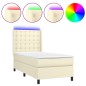 vidaXL Boxspringbett mit Matratze & LED Creme 80x200 cm Kunstleder vidaXL Boxspringbett mit Matratze & LED Creme 80x200 cm Kunstleder