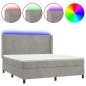 vidaXL Boxspringbett mit Matratze & LED Hellgrau 180x200 cm Samt vidaXL Boxspringbett mit Matratze & LED Hellgrau 180x200 cm Samt