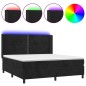 vidaXL Boxspringbett mit Matratze & LED Schwarz 180x200 cm Samt vidaXL Boxspringbett mit Matratze & LED Schwarz 180x200 cm Samt