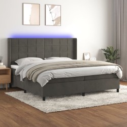 vidaXL Boxspringbett mit Matratze & LED Dunkelgrau 200x200 cm Samt