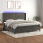 vidaXL Boxspringbett mit Matratze & LED Dunkelgrau 200x200 cm Samt vidaXL Boxspringbett mit Matratze & LED Dunkelgrau 200x200 cm Samt