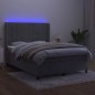 vidaXL Boxspringbett mit Matratze & LED Hellgrau 140x190 cm Samt vidaXL Boxspringbett mit Matratze & LED Hellgrau 140x190 cm Samt
