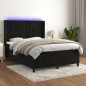 vidaXL Boxspringbett mit Matratze & LED Schwarz 140x200 cm Samt vidaXL Boxspringbett mit Matratze & LED Schwarz 140x200 cm Samt