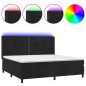vidaXL Boxspringbett mit Matratze & LED Schwarz 200x200 cm Samt vidaXL Boxspringbett mit Matratze & LED Schwarz 200x200 cm Samt