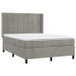 vidaXL Boxspringbett mit Matratze & LED Hellgrau 140x200 cm Samt vidaXL Boxspringbett mit Matratze & LED Hellgrau 140x200 cm Samt