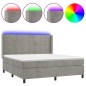 vidaXL Boxspringbett mit Matratze & LED Hellgrau 160x200 cm Samt vidaXL Boxspringbett mit Matratze & LED Hellgrau 160x200 cm Samt