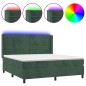 vidaXL Boxspringbett mit Matratze & LED Dunkelgrün 180x200 cm Samt vidaXL Boxspringbett mit Matratze & LED Dunkelgrün 180x200 cm Samt