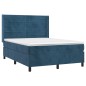 vidaXL Boxspringbett mit Matratze & LED Dunkelblau 140x190 cm Samt vidaXL Boxspringbett mit Matratze & LED Dunkelblau 140x190 cm Samt