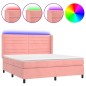 vidaXL Boxspringbett mit Matratze & LED Rosa 180x200 cm Samt vidaXL Boxspringbett mit Matratze & LED Rosa 180x200 cm Samt