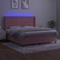 vidaXL Boxspringbett mit Matratze & LED Rosa 180x200 cm Samt vidaXL Boxspringbett mit Matratze & LED Rosa 180x200 cm Samt