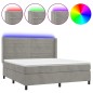 vidaXL Boxspringbett mit Matratze & LED Hellgrau 180x200 cm Samt vidaXL Boxspringbett mit Matratze & LED Hellgrau 180x200 cm Samt