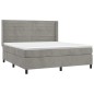vidaXL Boxspringbett mit Matratze & LED Hellgrau 180x200 cm Samt vidaXL Boxspringbett mit Matratze & LED Hellgrau 180x200 cm Samt