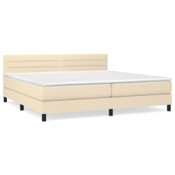 vidaXL Boxspringbett mit Matratze Creme 200x200 cm Stoff