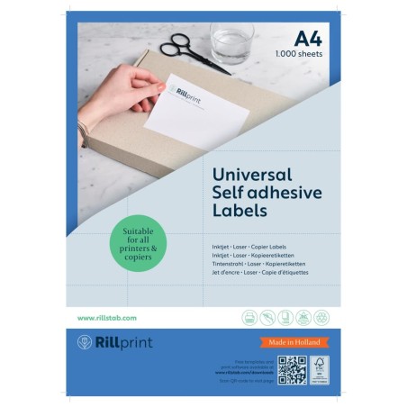 rillprint Selbstklebende Aufkleber Etiketten 105x37 mm 1000 Blatt Weiß
