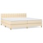 vidaXL Boxspringbett mit Matratze Creme 200x200 cm Stoff vidaXL Boxspringbett mit Matratze Creme 200x200 cm Stoff