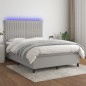 vidaXL Boxspringbett mit Matratze & LED Hellgrau 140x190 cm Stoff vidaXL Boxspringbett mit Matratze & LED Hellgrau 140x190 cm Stoff