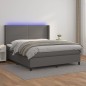 vidaXL Boxspringbett mit Matratze & LED Grau 160x200 cm Kunstleder vidaXL Boxspringbett mit Matratze & LED Grau 160x200 cm Kunstleder