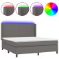 vidaXL Boxspringbett mit Matratze & LED Grau 160x200 cm Kunstleder vidaXL Boxspringbett mit Matratze & LED Grau 160x200 cm Kunstleder
