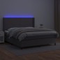 vidaXL Boxspringbett mit Matratze & LED Grau 160x200 cm Kunstleder vidaXL Boxspringbett mit Matratze & LED Grau 160x200 cm Kunstleder