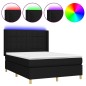 vidaXL Boxspringbett mit Matratze & LED Schwarz 140x200 cm Stoff vidaXL Boxspringbett mit Matratze & LED Schwarz 140x200 cm Stoff