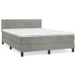 vidaXL Boxspringbett mit Matratze Hellgrau 140x190 cm Samt vidaXL Boxspringbett mit Matratze Hellgrau 140x190 cm Samt