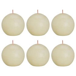 Bolsius Rustikale Kugelkerzen Shine 6 Stk. 76x71 mm Perlweiß