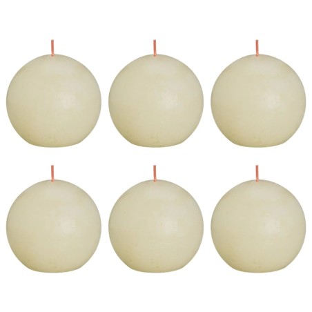 Bolsius Rustikale Kugelkerzen Shine 6 Stk. 76x71 mm Perlweiß