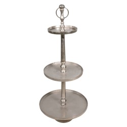 Lesli Living 3-stöckige dekorative Halterung Etagere Gebürstetes Silber