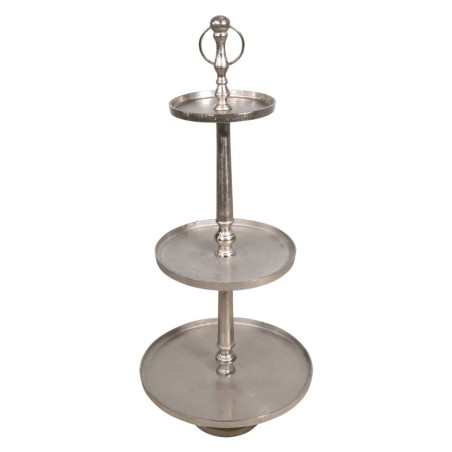 Lesli Living 3-stöckige dekorative Halterung Etagere Gebürstetes Silber