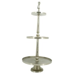 Lesli Living 3-stöckige dekorative Halterung Etagere Gebürstetes Silber