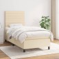 vidaXL Boxspringbett mit Matratze Creme 100x200 cm Stoff vidaXL Boxspringbett mit Matratze Creme 100x200 cm Stoff