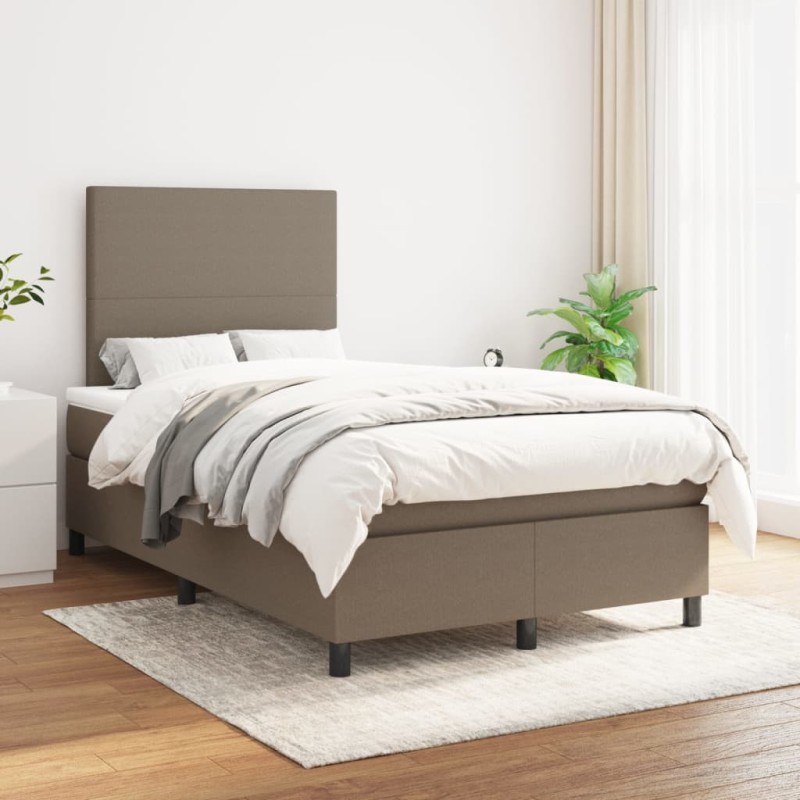 vidaXL Boxspringbett mit Matratze Taupe 120x200 cm Stoff vidaXL Boxspringbett mit Matratze Taupe 120x200 cm Stoff