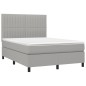 vidaXL Boxspringbett mit Matratze Hellgrau 140x190 cm Stoff vidaXL Boxspringbett mit Matratze Hellgrau 140x190 cm Stoff