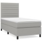 vidaXL Boxspringbett mit Matratze Hellgrau 90x200 cm Stoff vidaXL Boxspringbett mit Matratze Hellgrau 90x200 cm Stoff