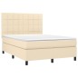 vidaXL Boxspringbett mit Matratze Creme 140x200 cm Stoff vidaXL Boxspringbett mit Matratze Creme 140x200 cm Stoff