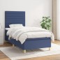 vidaXL Boxspringbett mit Matratze Blau 90x190 cm Stoff vidaXL Boxspringbett mit Matratze Blau 90x190 cm Stoff