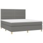 vidaXL Boxspringbett mit Matratze Dunkelgrau 160x200 cm Stoff vidaXL Boxspringbett mit Matratze Dunkelgrau 160x200 cm Stoff