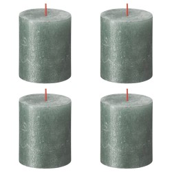 Bolsius Rustikale Stumpenkerzen Shimmer 4 Stk. 80x68 mm Oxidblau