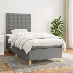 vidaXL Boxspringbett mit Matratze Dunkelgrau 80x200 cm Stoff