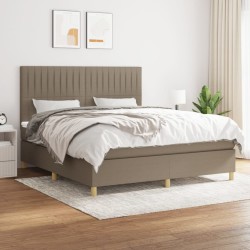 vidaXL Boxspringbett mit Matratze Taupe 160x200 cm Stoff