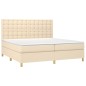 vidaXL Boxspringbett mit Matratze Creme 200x200 cm Stoff vidaXL Boxspringbett mit Matratze Creme 200x200 cm Stoff