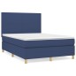 vidaXL Boxspringbett mit Matratze Blau 140x190 cm Stoff vidaXL Boxspringbett mit Matratze Blau 140x190 cm Stoff