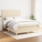 vidaXL Boxspringbett mit Matratze Creme 140x190 cm Stoff vidaXL Boxspringbett mit Matratze Creme 140x190 cm Stoff