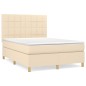 vidaXL Boxspringbett mit Matratze Creme 140x190 cm Stoff vidaXL Boxspringbett mit Matratze Creme 140x190 cm Stoff