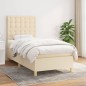 vidaXL Boxspringbett mit Matratze Creme 100x200 cm Stoff vidaXL Boxspringbett mit Matratze Creme 100x200 cm Stoff